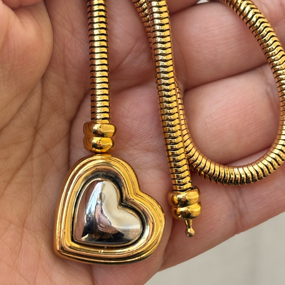 Joan Rivers Gold and Silver Heart Necklace